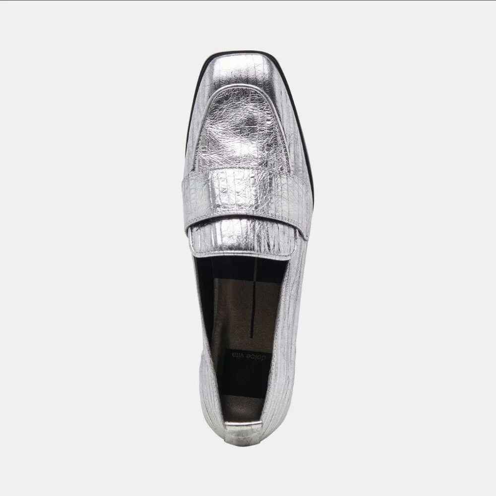 Dolce Vita Nygel Graphite Metallic Leather Loafers